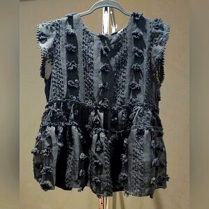 Black Bohemian FLUTTER SLEEVES SIZE L New With Tags.